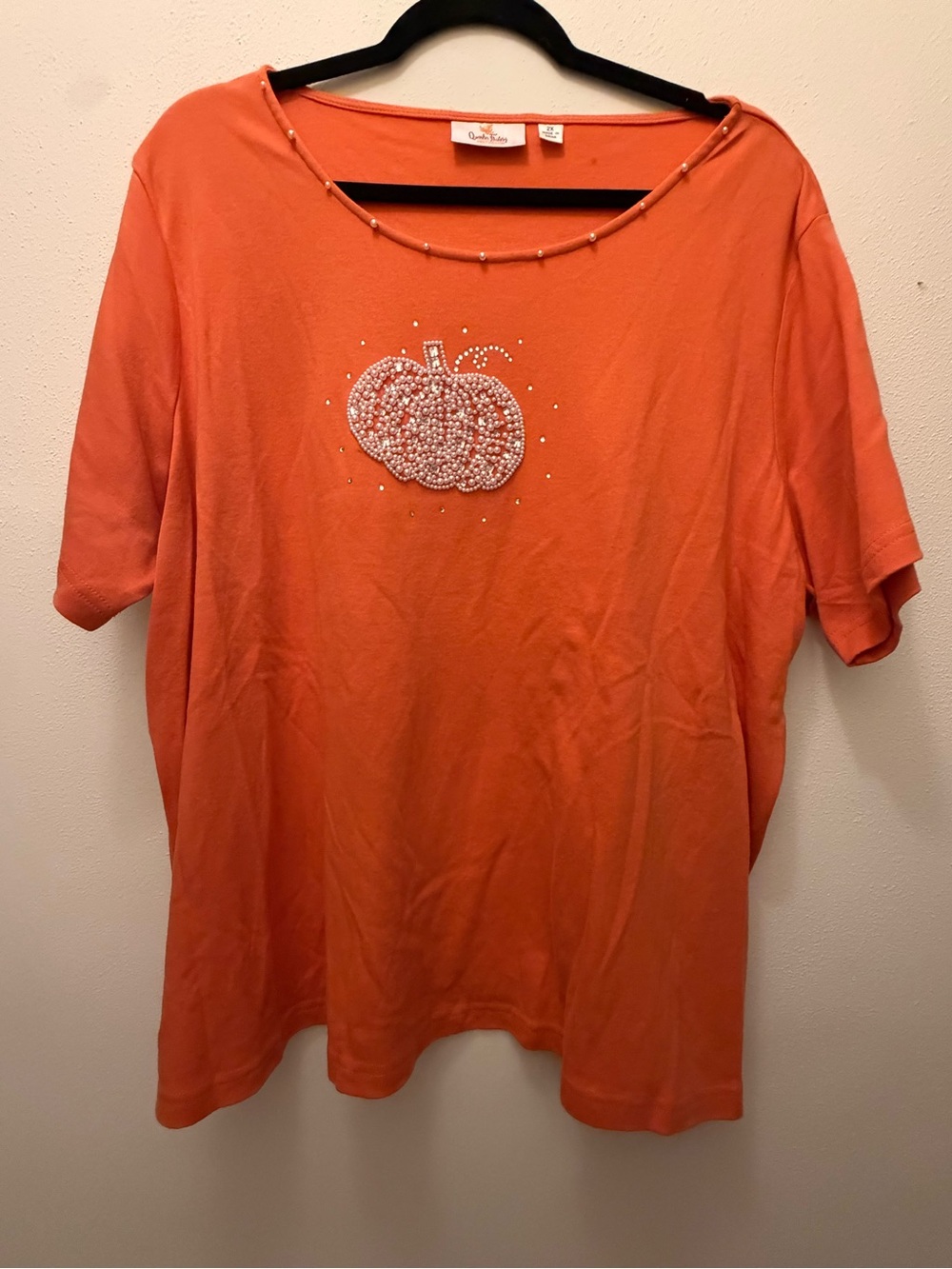 Orange Pearl-Embellished Women’s Tunic Top by Quacker Factory